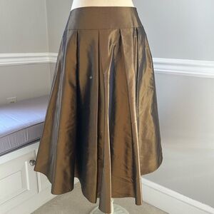 Talbots Gold Silk A-Line Midi Skirt